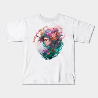 Flower Print Design For Girls Kids T-Shirt